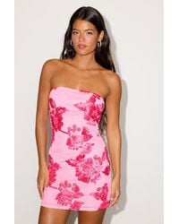 Lulus - Fitzroy Floral Textured Strapless Mini Dress - Lyst