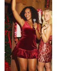 Lulus - Medina Velvet Tiered Drop Waist Mini Dress - Lyst