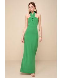 Lulus - Mesmerizing Perfection Halter Neck Backless Maxi Dress - Lyst