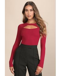 Lulus - Flirty Little Secret Ribbed Cutout Long Sleeve Top - Lyst