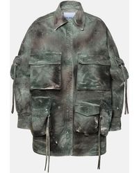 The Attico - 'fern' Short Coat In Camouflage Denim - Lyst
