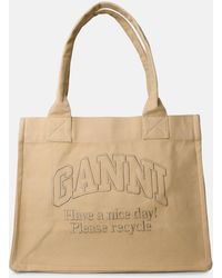 Ganni - 'easy' Recycled Cotton Shopping Bag - Lyst