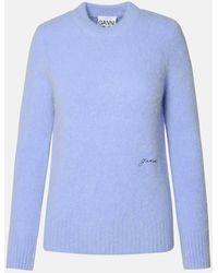 Ganni - Light Blue Virgin Wool Blend Sweater - Lyst