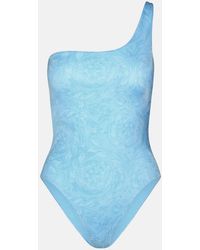 Versace - Asymmetric 'barocco' One-piece Swimsuit In Polyeste - Lyst