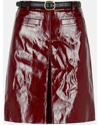Self-Portrait - Burgundy Leather Miniskirt - Lyst