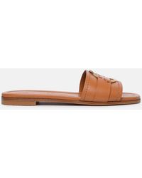 Moncler - 'bell' Caramel Leather Slippers - Lyst