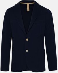Eleventy - Navy Cotton Blend Blazer Jacket - Lyst