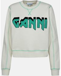 Ganni - 'isoli Rock' Bio Ivory Cotton Sweatshirt - Lyst