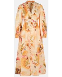 Zimmermann - 'Plunge' Low-Cut Linen Dress - Lyst