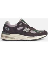 New Balance - '991' Suede Blend Sneakers - Lyst