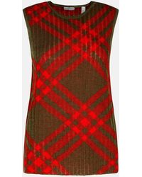 Burberry - 'Check' Dark Nylon Blend Vest - Lyst