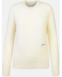 Ganni - Ivory Brushed Alpaca Sweater - Lyst