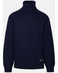 A.P.C. - Walter Turtleneck Sweater In Blue Wool - Lyst