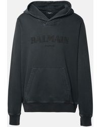 Balmain - Gray Cotton Sweatshirt - Lyst