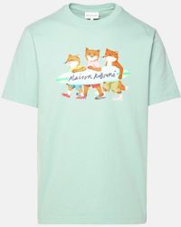 Maison Kitsuné - Maison Kitsuné Pastel Turquoise Cotton T-shirt - Lyst