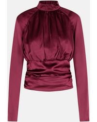 ROTATE BIRGER CHRISTENSEN - 'kala' Burgundy Silk Blouse - Lyst