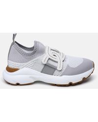 Tod's - White And Gray Tech Fabric Sneakers - Lyst
