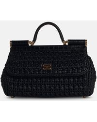 Dolce & Gabbana - Small 'Sicily' Raffia Blend Bag - Lyst