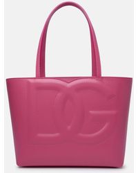Dolce & Gabbana - Small 'dg' Pink Calf Leather Shopping Bag - Lyst