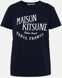 Maison Kitsuné - Maison Kitsuné Blue Cotton T-shirt - Lyst