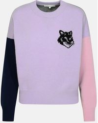 Maison Kitsuné - Maison Kitsuné 'fox Head' Lilac Wool Sweater - Lyst