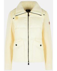 Moncler - Padded Wool Cardigan With Ivory Zip - Lyst