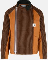 Sacai - Brown Wool Blend Jacket - Lyst