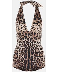 Dolce & Gabbana - Leopard Print Stretch Nylon Swimsuit - Lyst