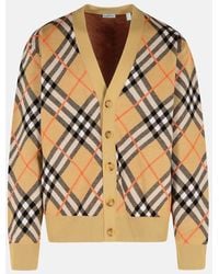 Burberry - 'Check' Wool Cardigan - Lyst
