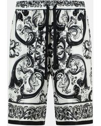 Dolce & Gabbana - 'Maiolica' Silk Bermuda Shorts - Lyst