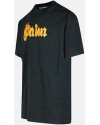 【関税＆送料込み】Palm Angels 'Flames' Black Cotton T-Shir Palm Angels Burning Flame T-shirt in Black for Men | Lyst