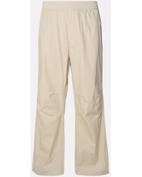 Burberry - Beige Cotton Blend Trousers - Lyst