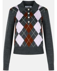 Self-Portrait - 'Argyle' Wool Sweater - Lyst