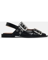 Ganni - Ballet Flats With Faux Leather Buckle - Lyst