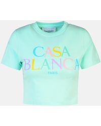 Casablancabrand - Mint Cotton Crop T-shirt - Lyst