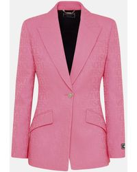 Versace - Rose Virgin Wool Blazer Jacket - Lyst
