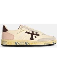 Premiata - 'Basket Clad' Ivory Lear Blend Sneakers - Lyst