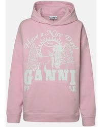 Ganni - Rose Cotton Sweatshirt - Lyst