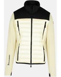 Moncler - Beige/black Padded Sweatshirt In Polyester Blend - Lyst