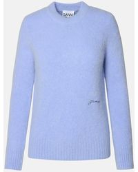 Ganni - Light Blue Virgin Wool Blend Sweater - Lyst