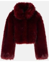 ROTATE BIRGER CHRISTENSEN - 'salia' Burgundy Polyester Faux Fur Coat - Lyst