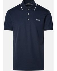 Zegna - Polo Shirt In Blue Cotton - Lyst