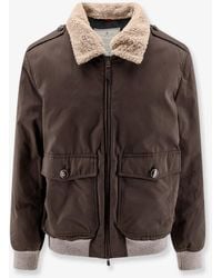 Brunello Cucinelli - Cotton Blend Jacket With Fur Collar - Lyst