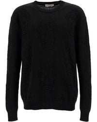 McQueen - Skull Motif Cotton Sweater - Lyst