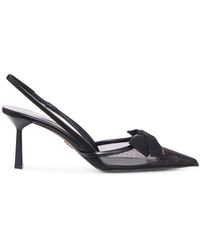 Prada - Mesh Bow Slingback Pumps - Lyst