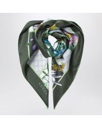 Gucci - Silk Twill Scarf With Flora Print - Lyst