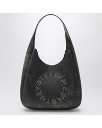 Stella McCartney - Large Hobo Bag With Aged Effect And Logo - Lyst
