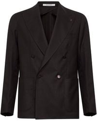 Tagliatore - Dark Stretch Virgin Wool Montecarlo Double-Breasted Blazer - Lyst
