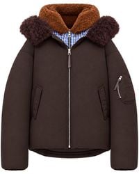 Loewe - Technical Coating Bomber Jacket With Double Layer Construction And Checked Back - Lyst