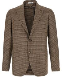Tagliatore - 'Montecarlo' Single-Breasted Jacket With Notched Revers And Houndstooth Motif - Lyst